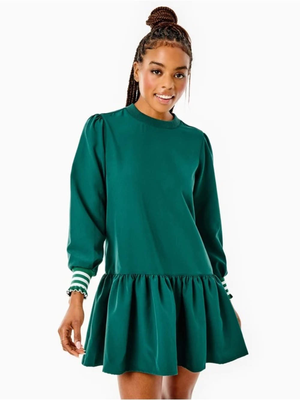Addison Bay Teal Long-Sleeve Drop-Waist Dress for Kids